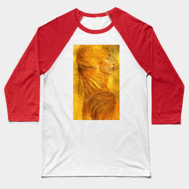 Lady's portrait in tints of gold Baseball T-Shirt by rolffimages